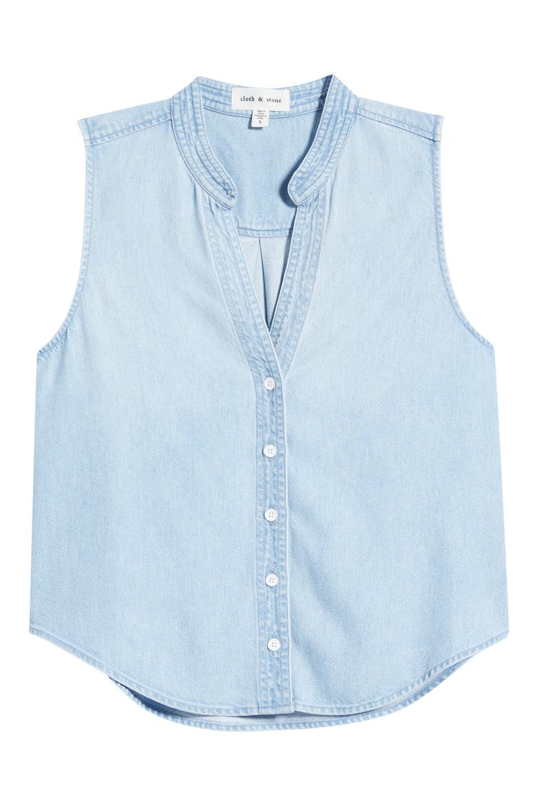 Sleeveless Denim Shirt, Alternate, color, COOL CAPRI WASH