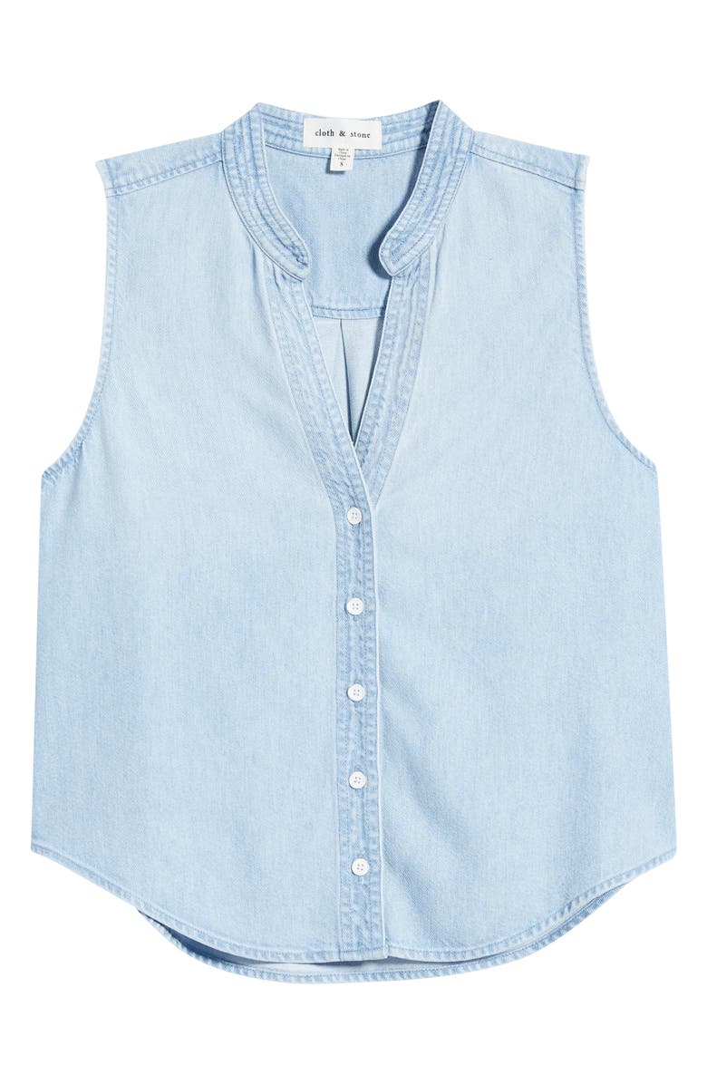 Cloth & Stone Sleeveless Denim Shirt, Alternate, color, Cool Capri Wash