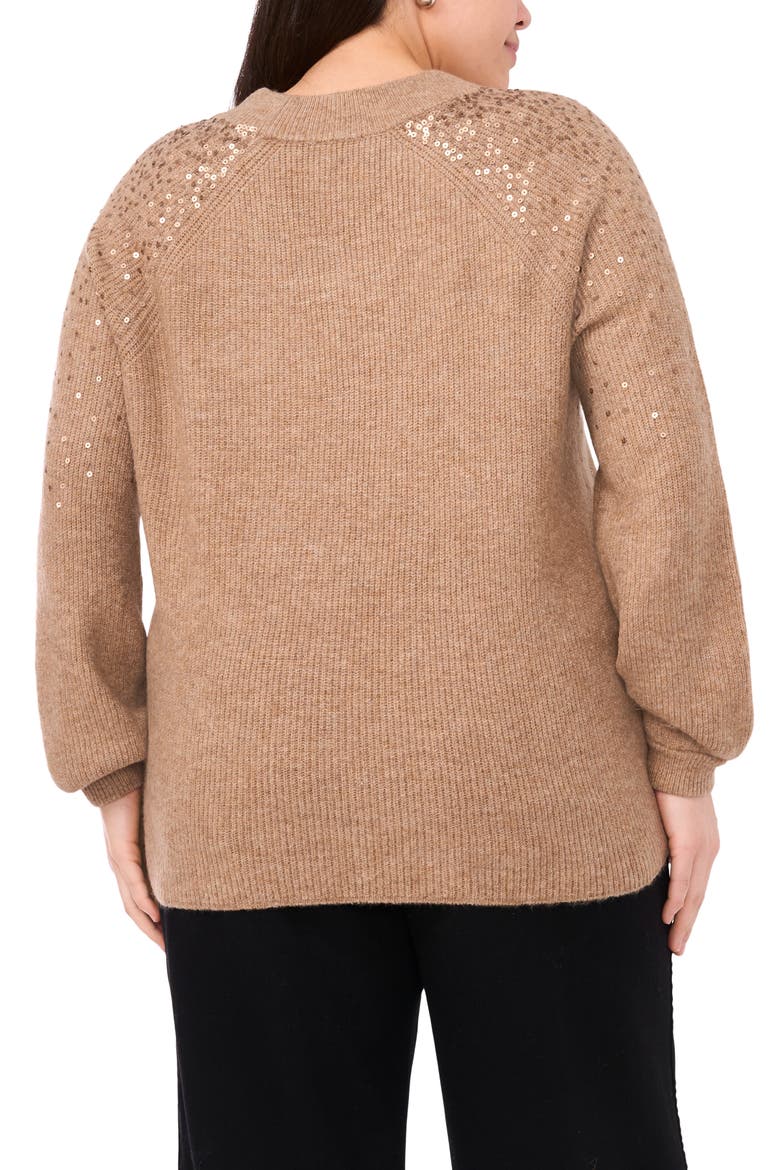 Sequin Cotton Sweater, Alternate, color, TAUPE
