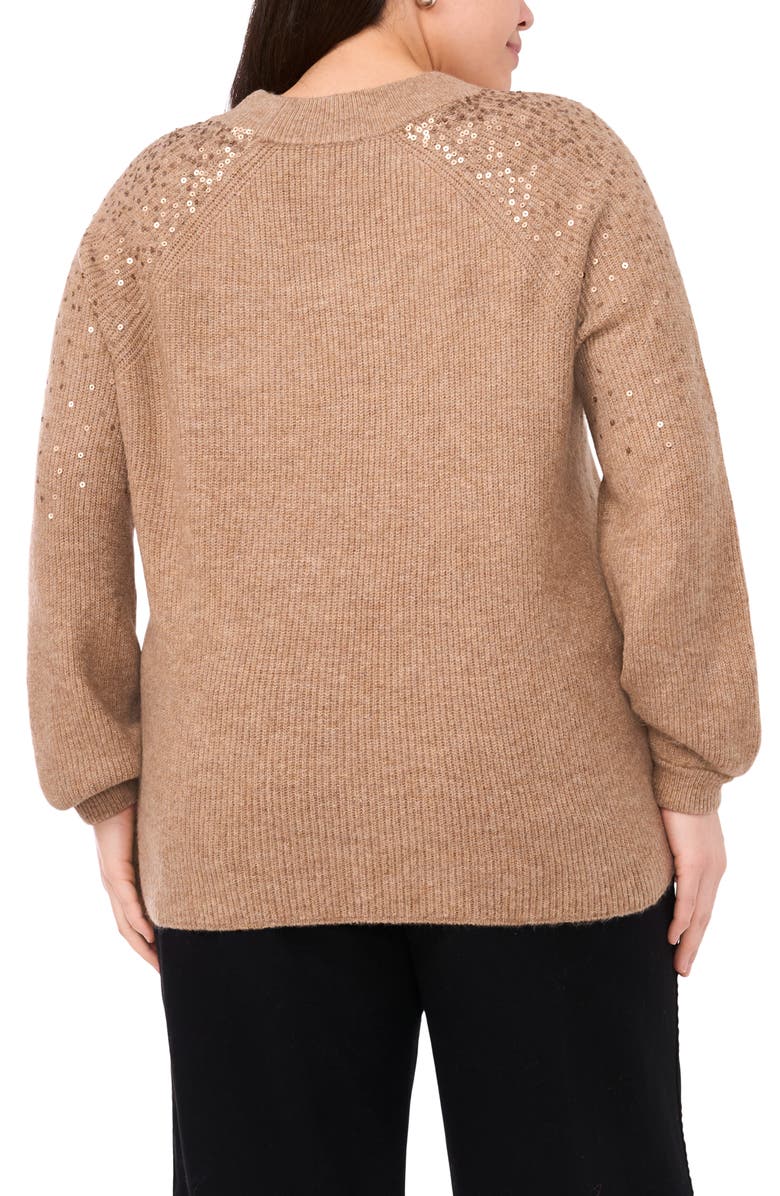 Vince Camuto Sequin Cotton Sweater, Alternate, color, Taupe