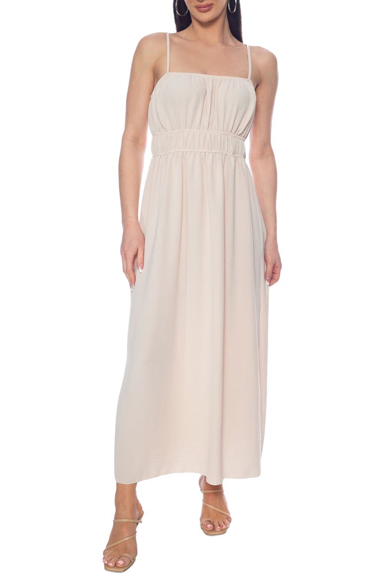 Elastic Waist Midi Dress, Main, color, BEIGE