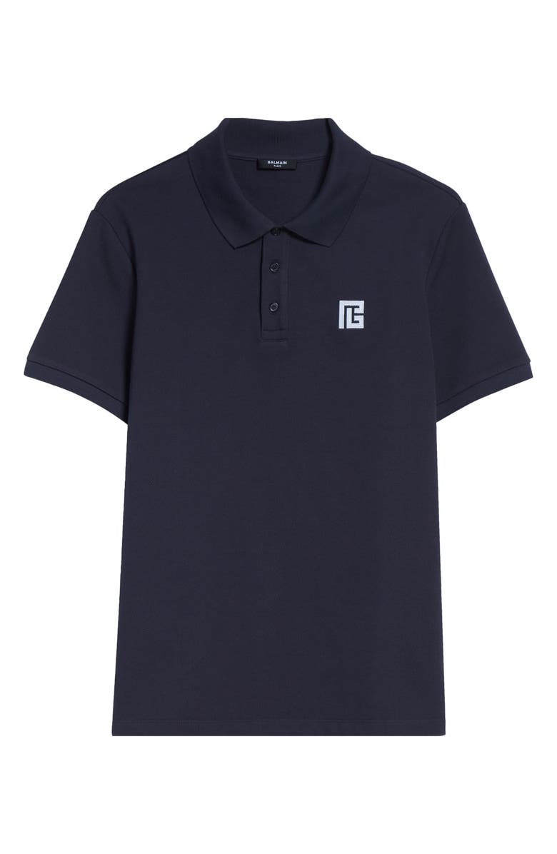 Balmain Embroidered Logo Cotton Polo, Alternate, color, Siv Navy/ White