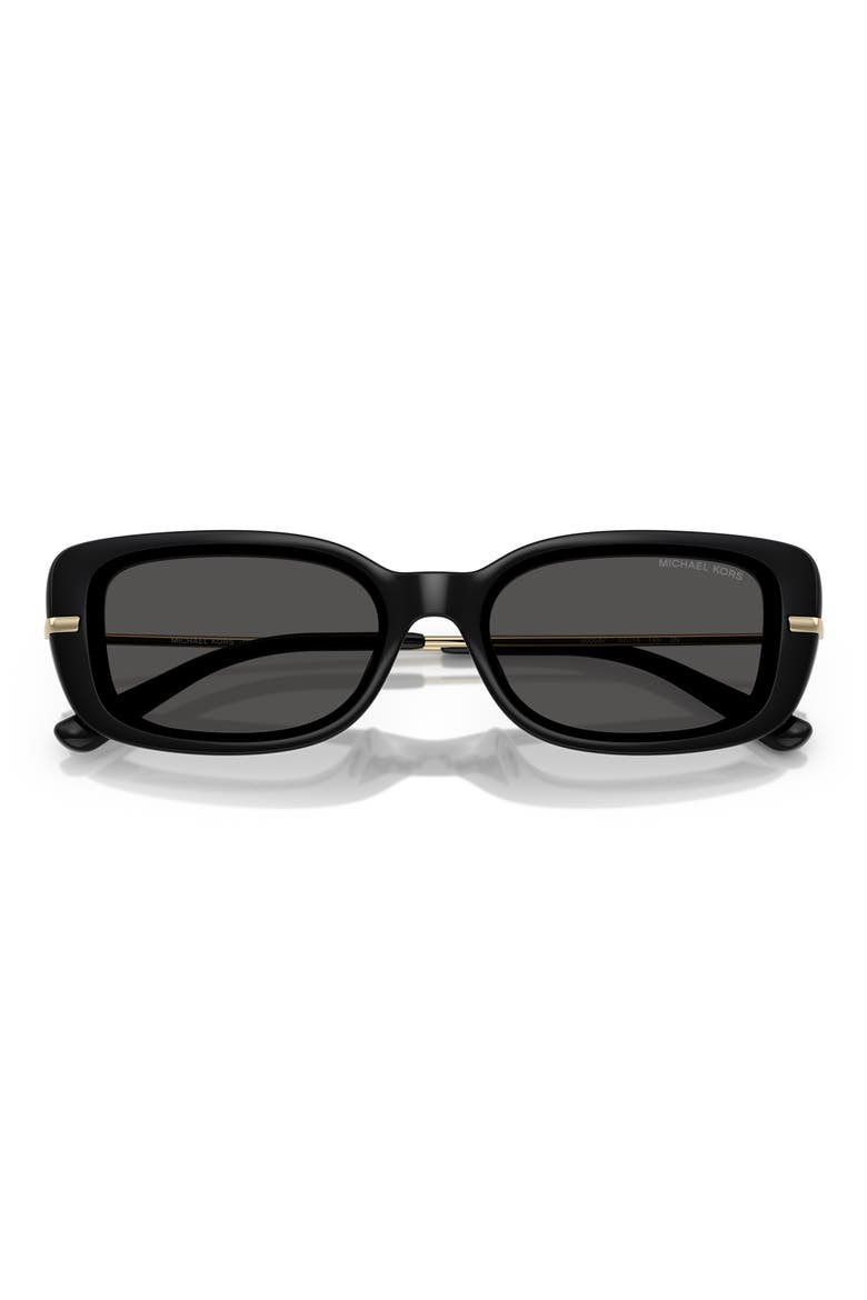 57mm Rectangular Sunglasses, Alternate, color, BLACK