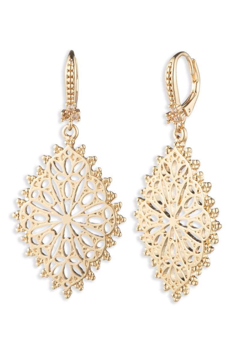 Filigree Drop Earrings, Main, color, GOLD