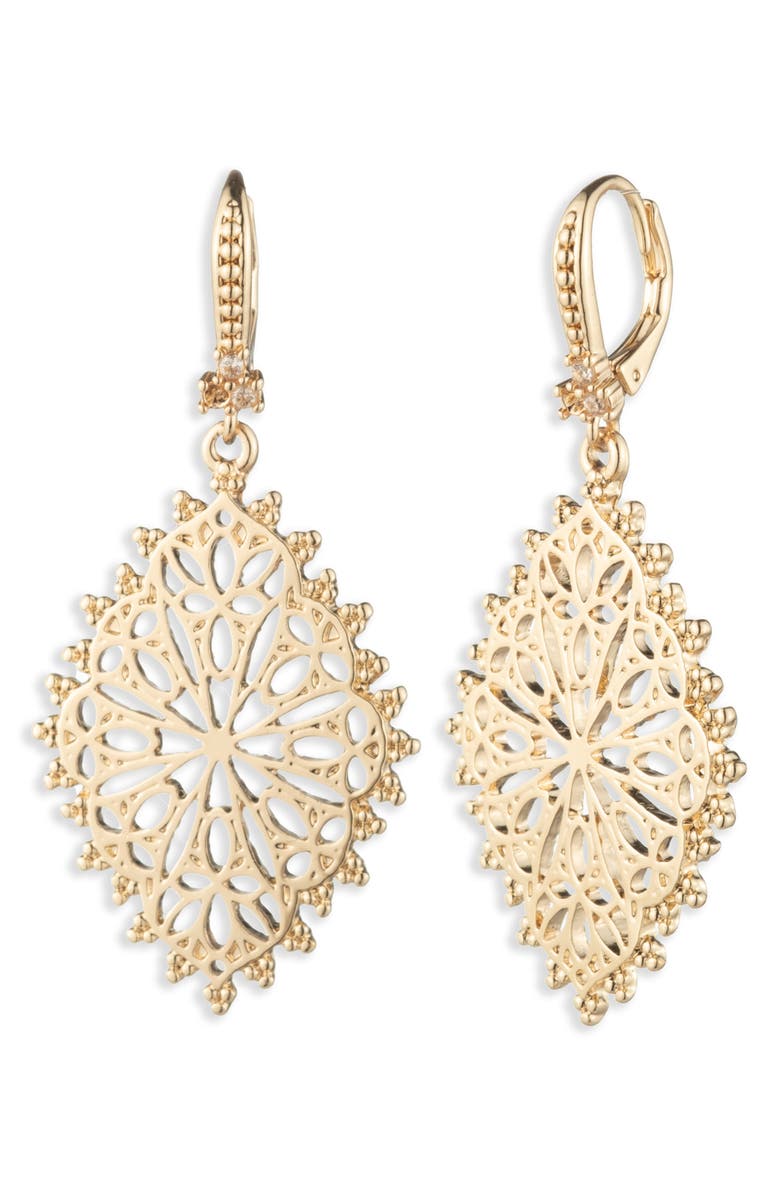 Marchesa Filigree Drop Earrings, Main, color, Gold