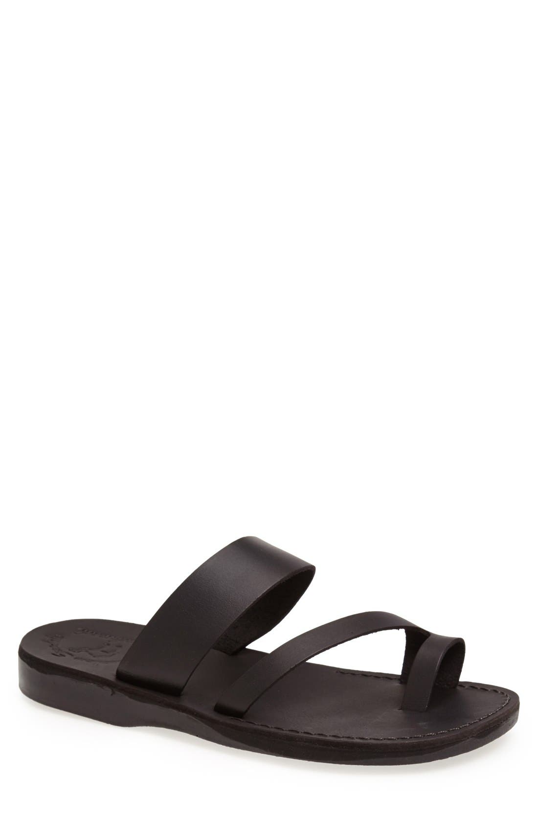 'Zohar' Leather Sandal, Main, color, BLACK