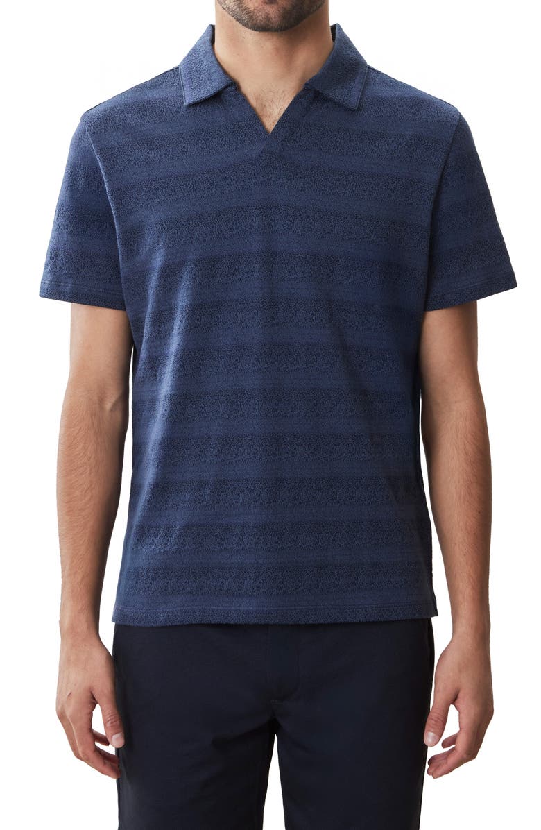 Robert Barakett Duval Stripe Johnny Collar Polo, Main, color, Navy
