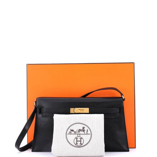 Pre-owned Hermes  Hermes Kelly Elan Shoulder Bag Chevre Chamkila In Black