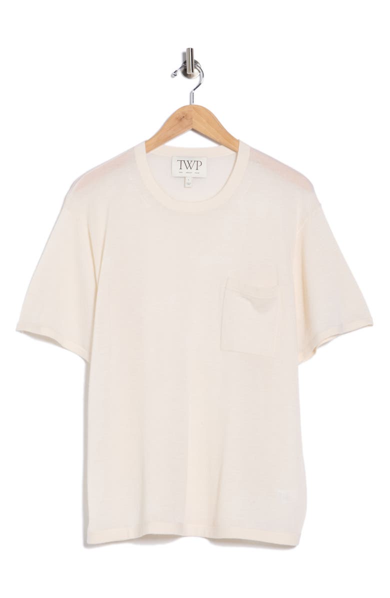 TWP Cashmere Knit Pocket T-Shirt, Main, color, Ivory