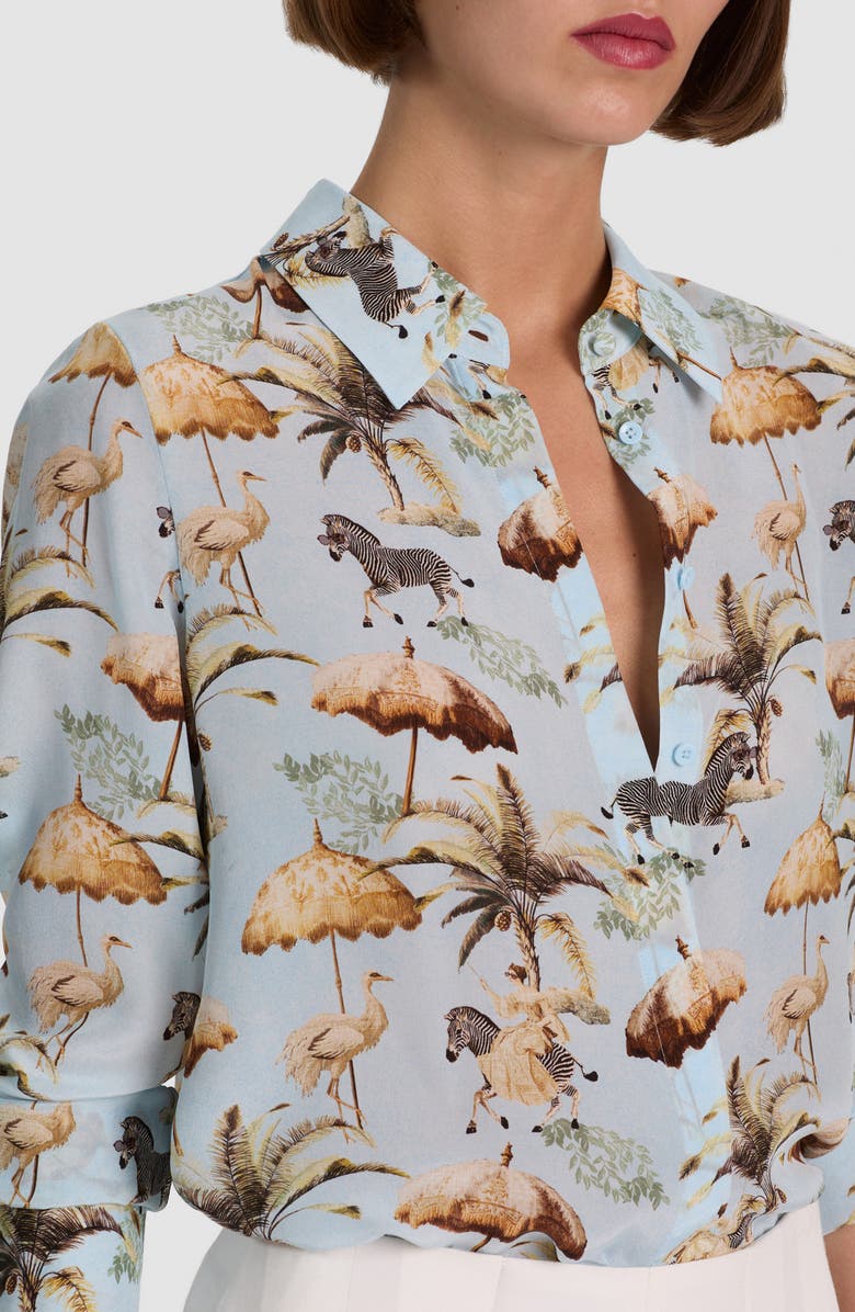 Alice + Olivia Willa Print Silk Shirt, Alternate, color, Untamed