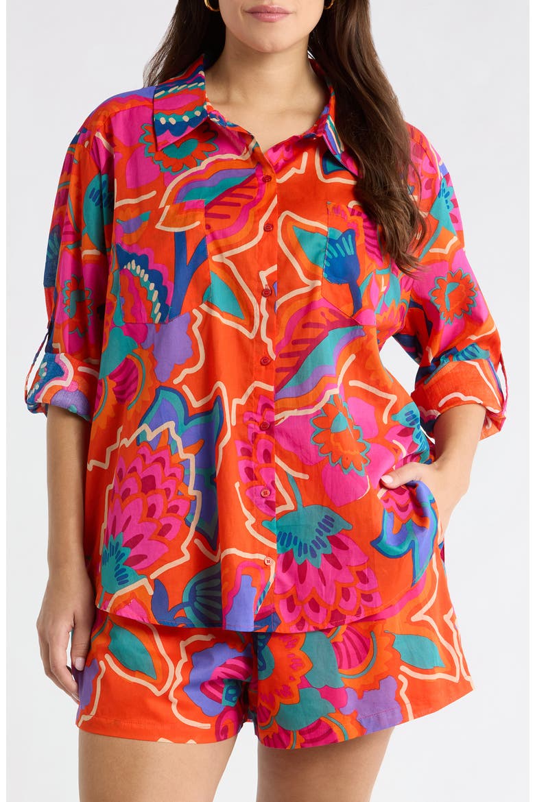 Kahlia Tropics Top, Main, color, RED-MULTI