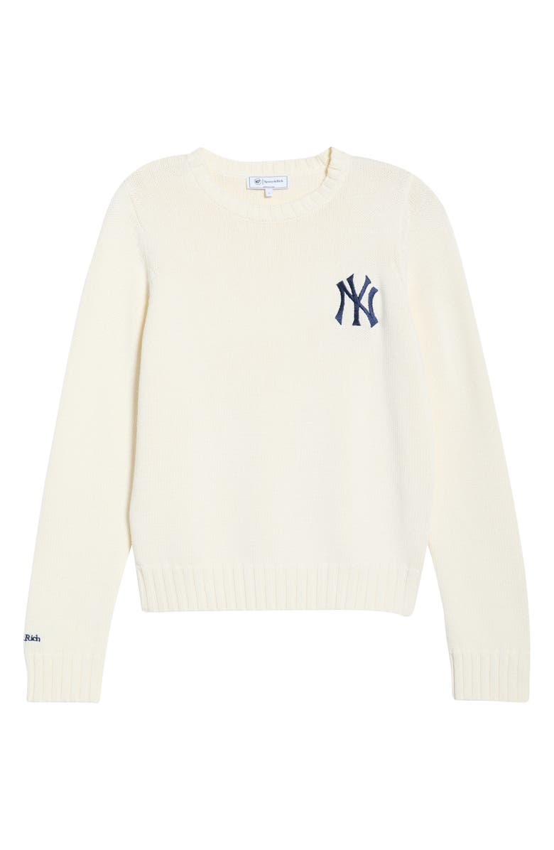 Sporty & Rich Heritage Yankees Serif Crewneck Sweater, Main, color, Ecru
