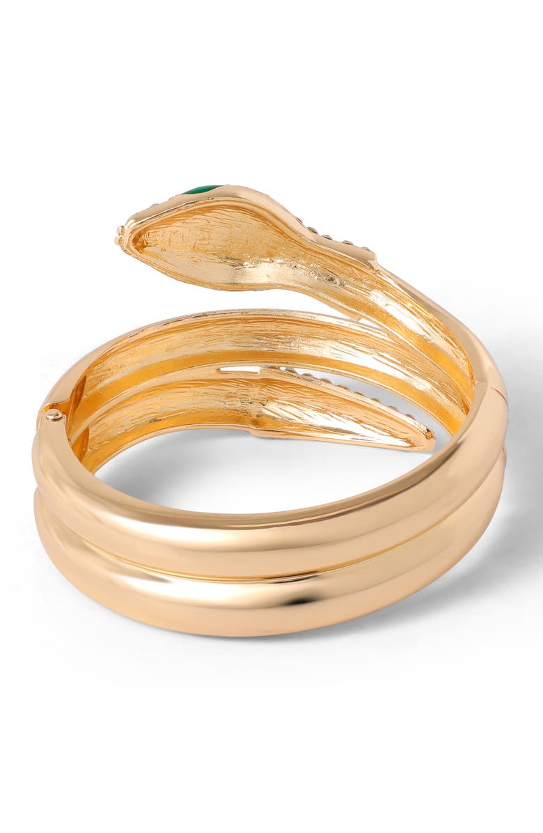 Jessica Simpson Snake Hinge Gold-Tone Bracelet with Crystal Eyes, Alternate, color, Gold
