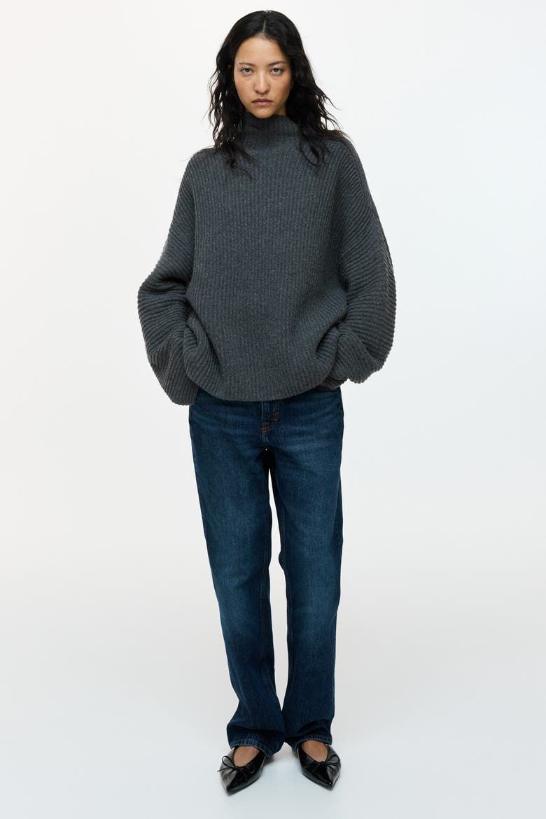 Rib-knit Wool-blend Jumper, Alternate, color, Dark gray