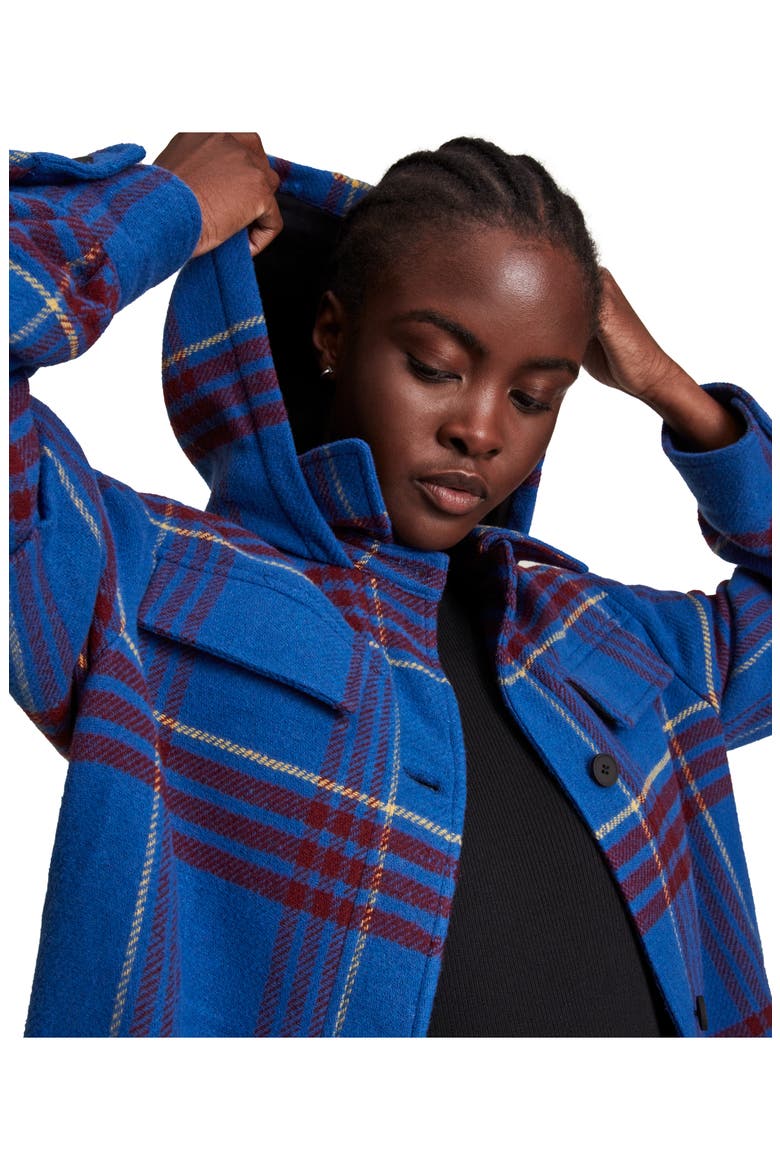 Tessa Oversize Plaid Jacket, Alternate, color, BLUE/RED