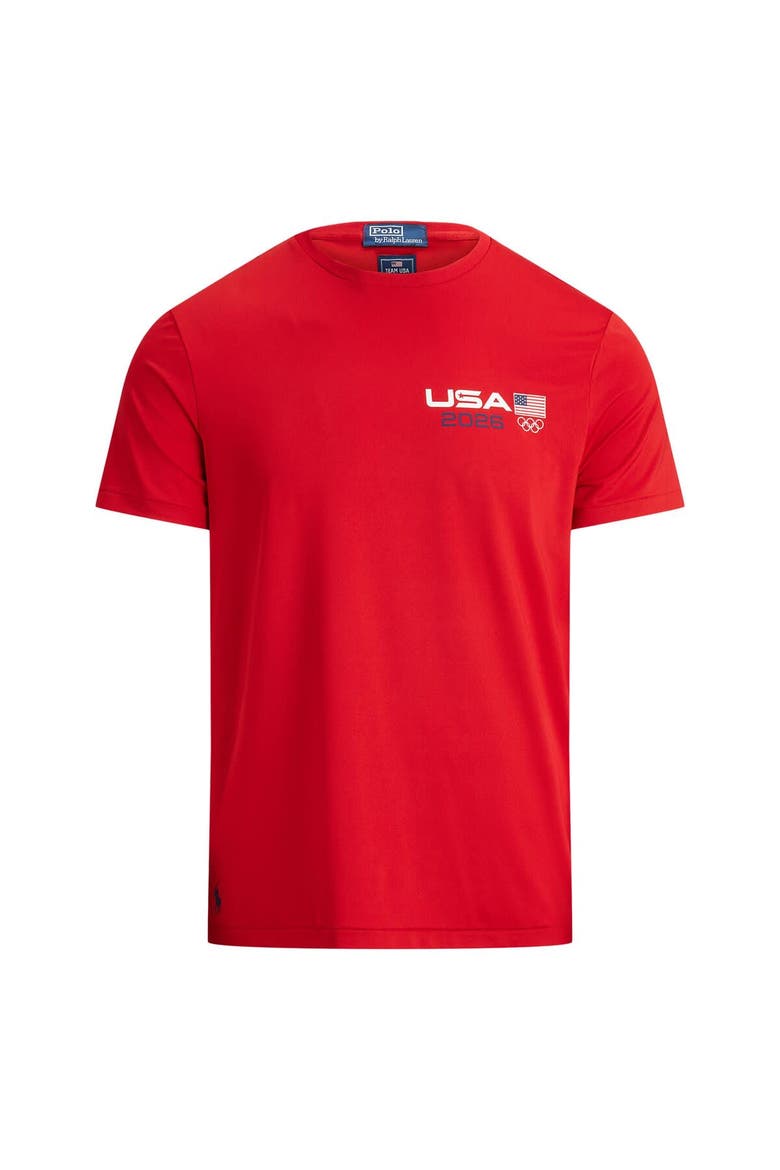 Men's Polo Ralph Lauren Team USA Stretch Jersey T-Shirt, Main, color, Red