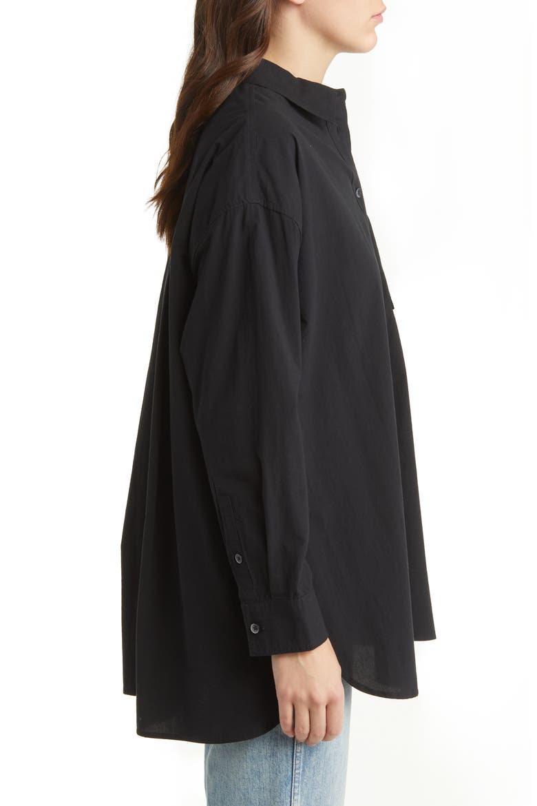 The Signature Poplin Oversize Button-Up Shirt, Alternate, color, TRUE BLACK