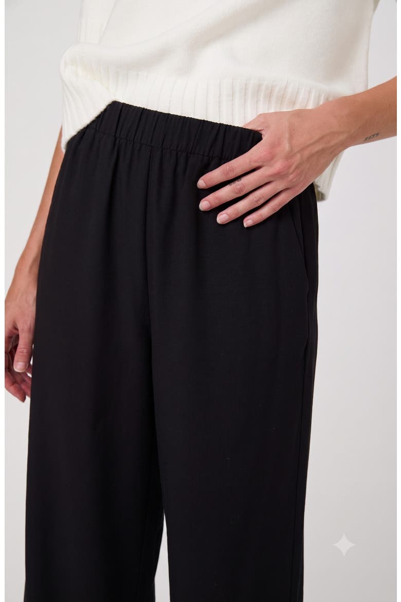 Pull On Wide Leg Crepe Pants, Alternate, color, BLACK