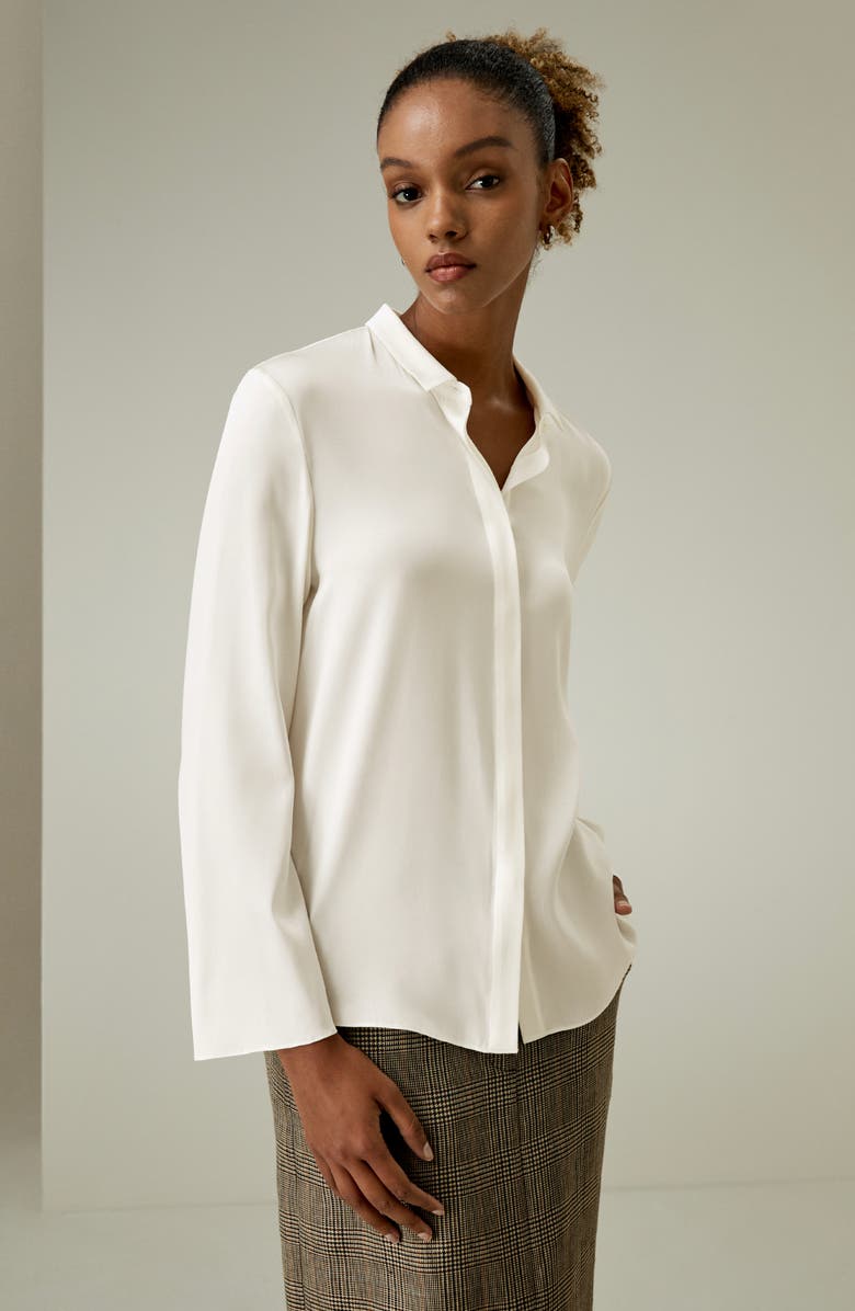 Lilysilk Classic Collar Silk Shirt for Women, Alternate, color, Natural White