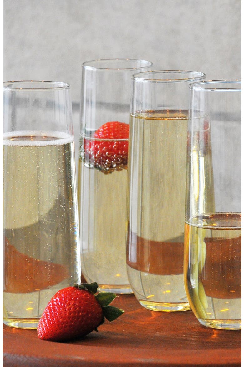 Monogram Stemless Champagne Flutes, Main, color, BLANK
