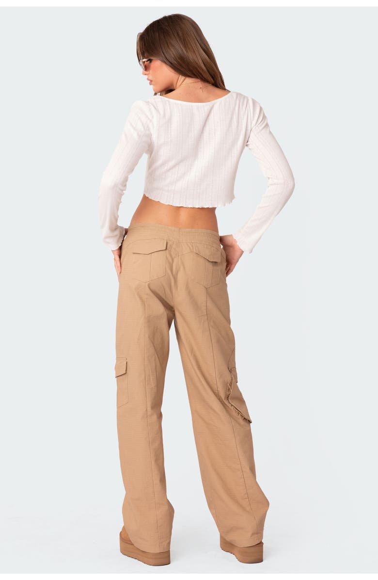 EDIKTED Pointelle Crop Top, Alternate, color, White