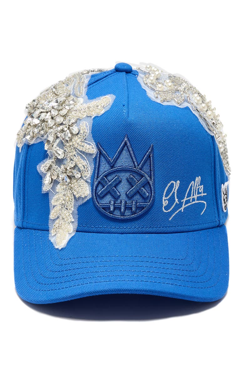 x El Alfa Embroidered Snapback Five-Panel Cap, Alternate, color, BLUE