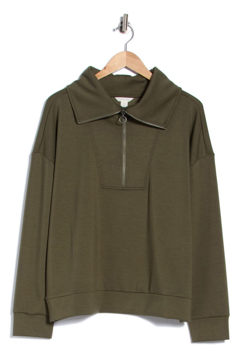 Quarter Zip Sweatshirt, Alternate, color, OLIVE SARMA