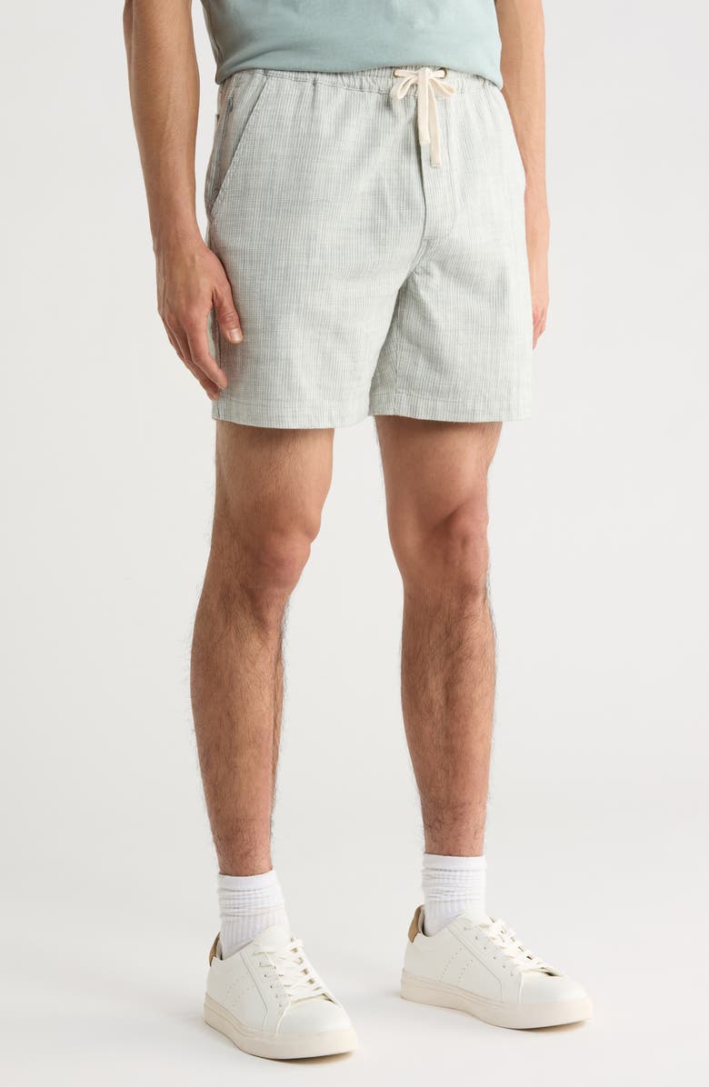 Marine Layer Saturday 6-Inch Drawstring Beach Shorts, Alternate, color, Green Stripe