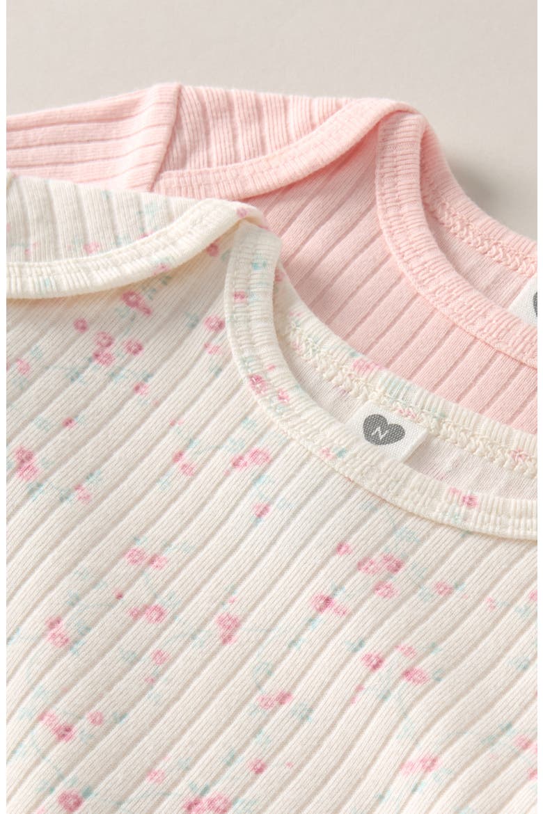 Assorted 2-Pack Cotton Blend Rib Bodysuits, Alternate, color, IVORY EDITH FLORAL- PINK