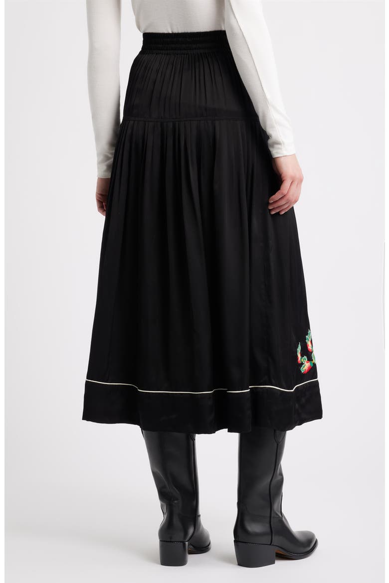 Heirloom Rose Embroidered Skirt, Alternate, color, BLACK