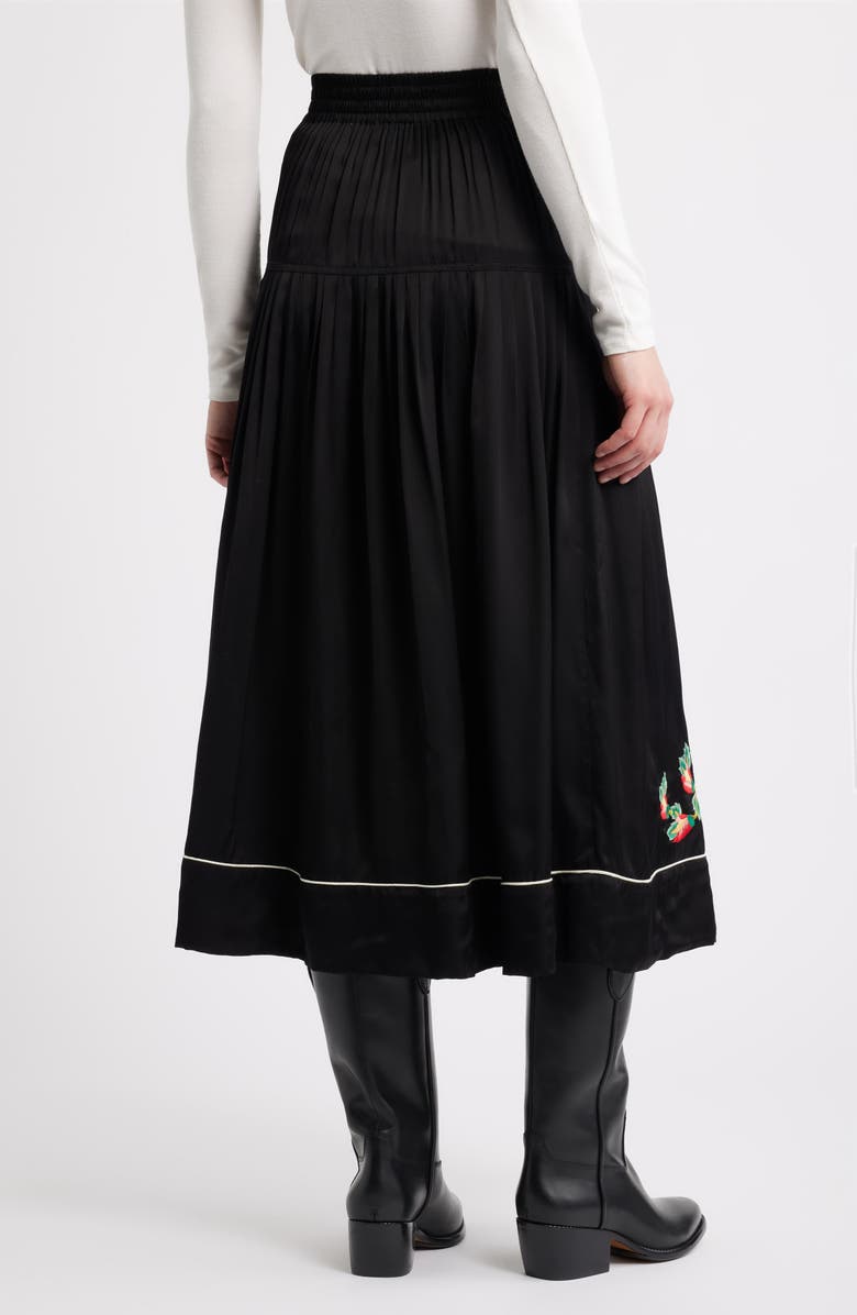THE GREAT. Heirloom Rose Embroidered Skirt, Alternate, color, Black