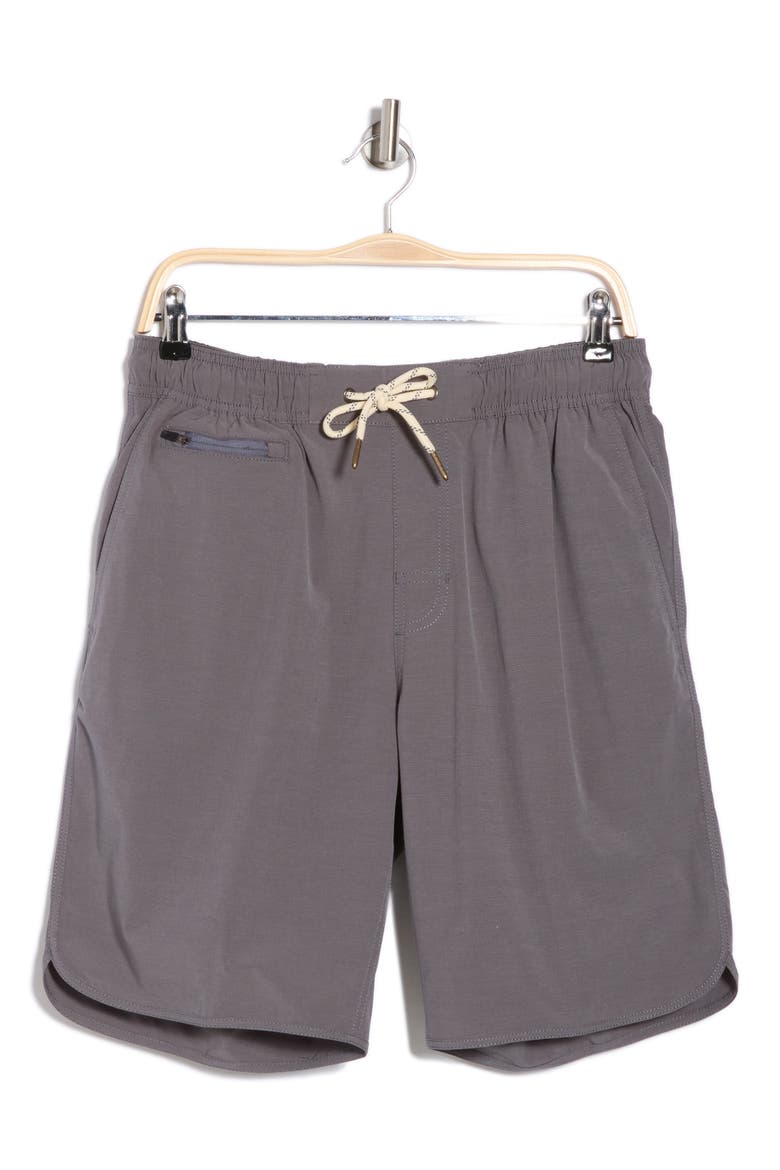 Heathered Drawstring Shorts, Alternate, color, HEATHER CHARCOAL