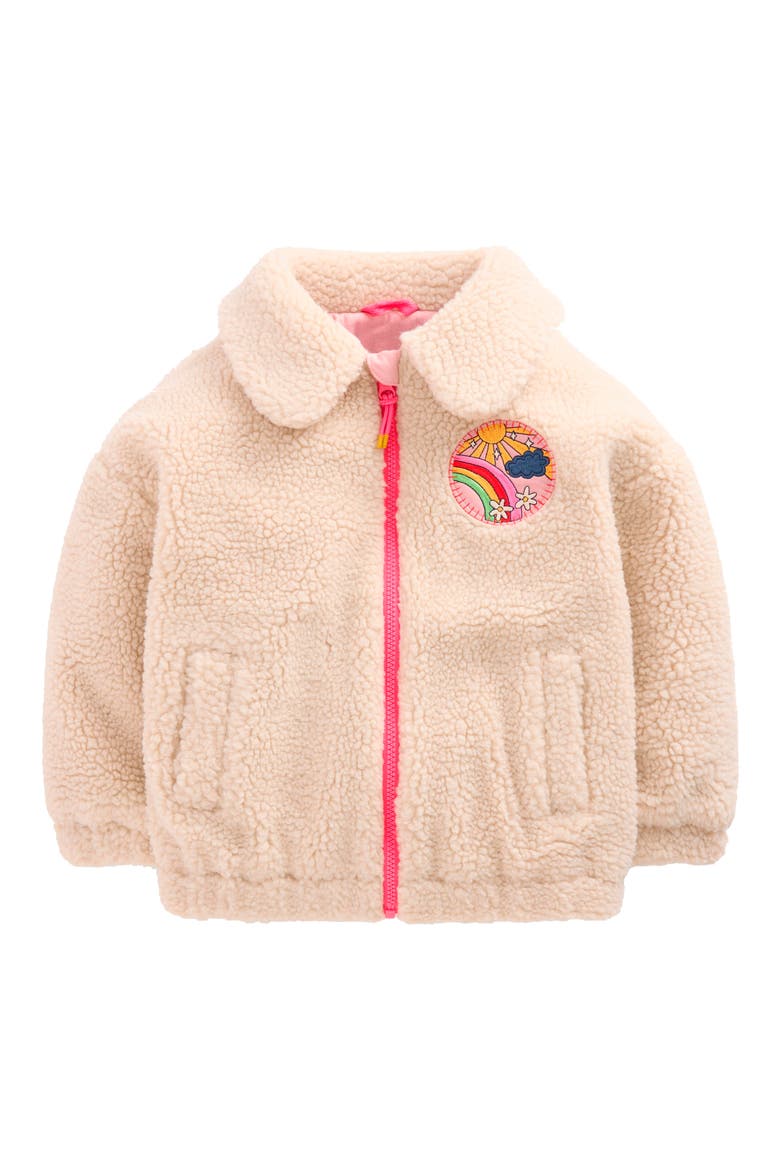 Kids' Collared High-Pile Fleece Jacket, Main, color, IVORY BORG LOGO