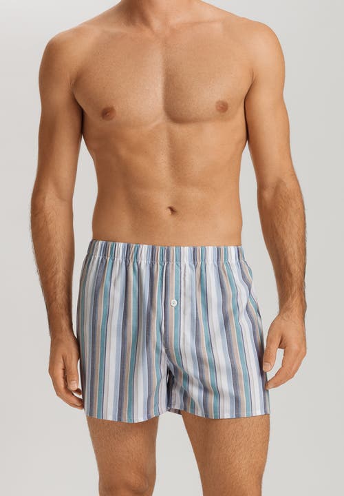 Hanro Fancy Woven Boxer In Atlantic Stripe