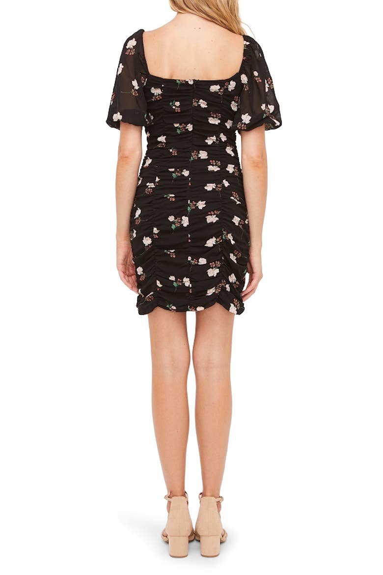 Sasha Ruched Minidress, Alternate, color, BLACK/ CREAM/ CORAL