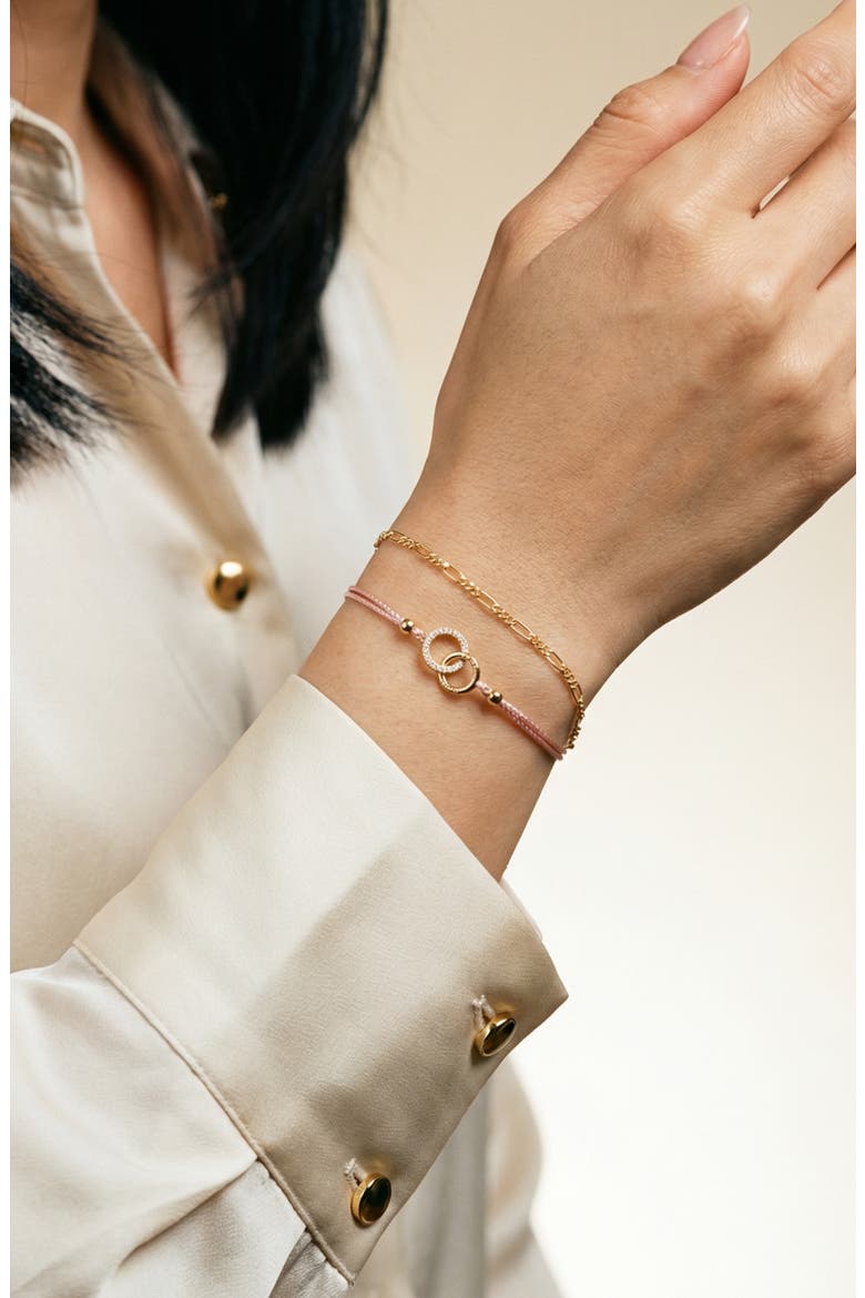 Set of 2 Friendship Bracelets, Alternate, color, GOLD/ PINK
