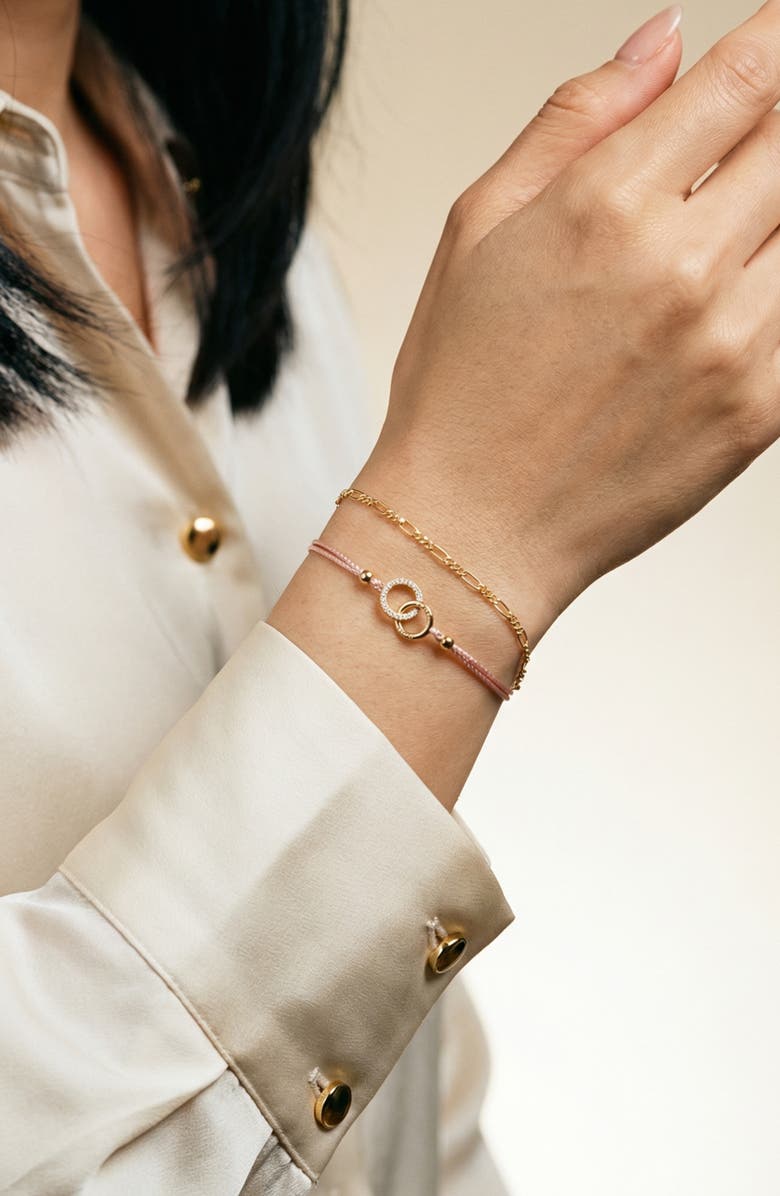 ARGENTO VIVO Set of 2 Friendship Bracelets, Alternate, color, Gold/ Pink