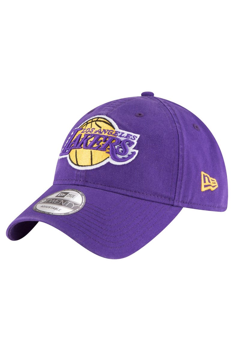 Men's New Era Purple Los Angeles Lakers Team 2.0 9TWENTY Adjustable Hat, Main, color, Purple