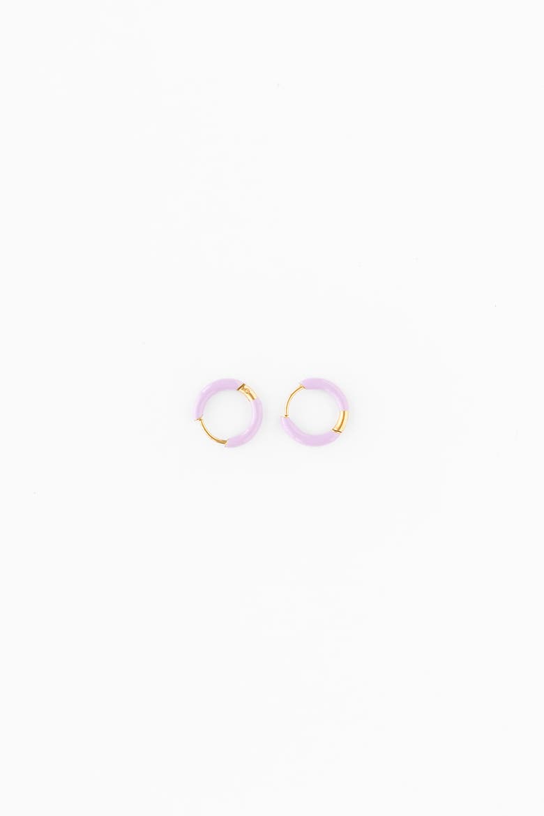 Girls' Enamel Hoop Hypoallergenic Earrings, Alternate, color, Purple