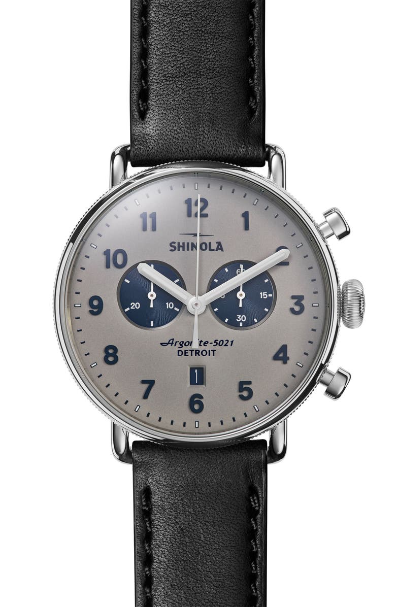Shinola The Canfield Chrono Leather Strap Watch, 43mm, Main, color,
