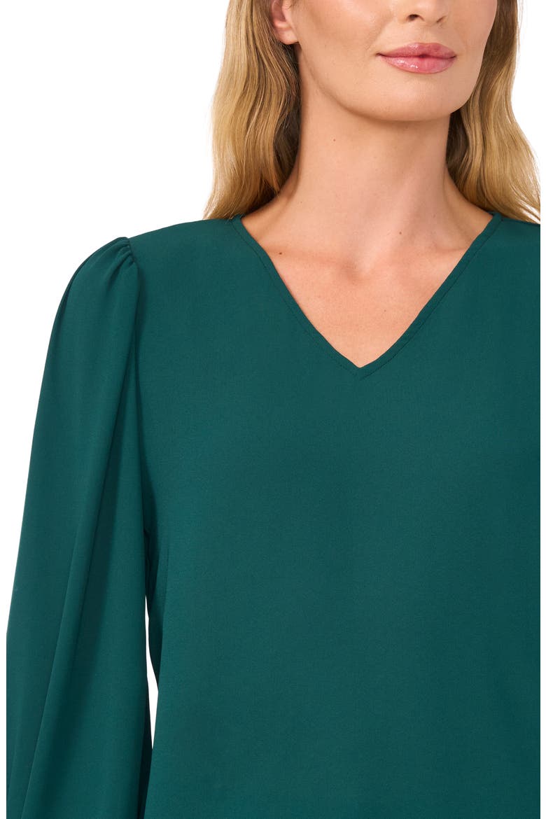 Smocked Cuff V-Neck Top, Alternate, color, DARKFOREST