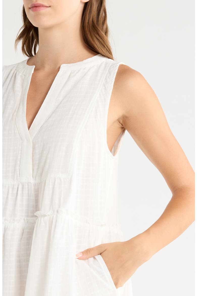 Tiered Cotton Seersucker Cover-Up Sundress, Alternate, color, WHITE