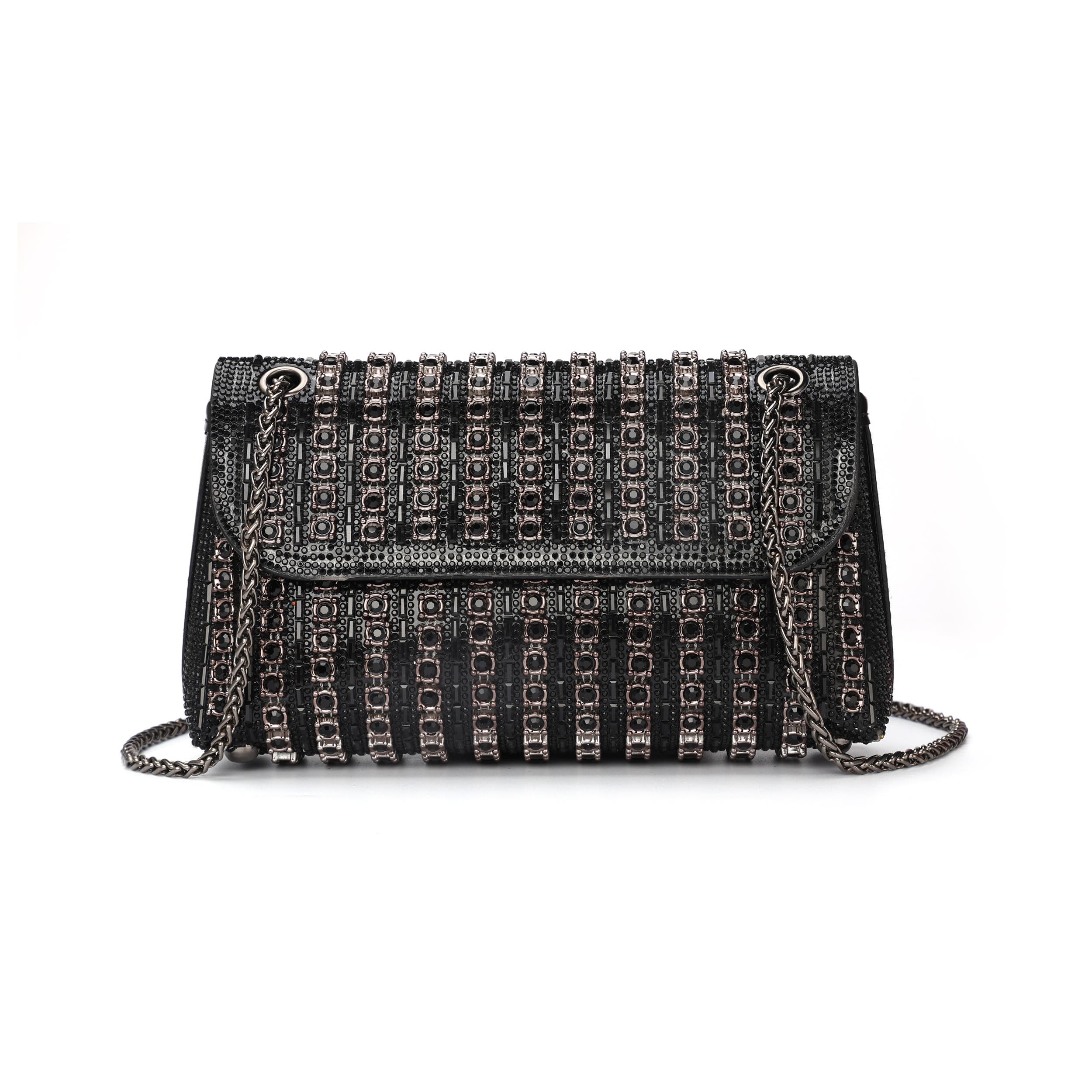 Idol, Multi Jewel Shoulder Bag, Alternate, color, Black/Gunmetal