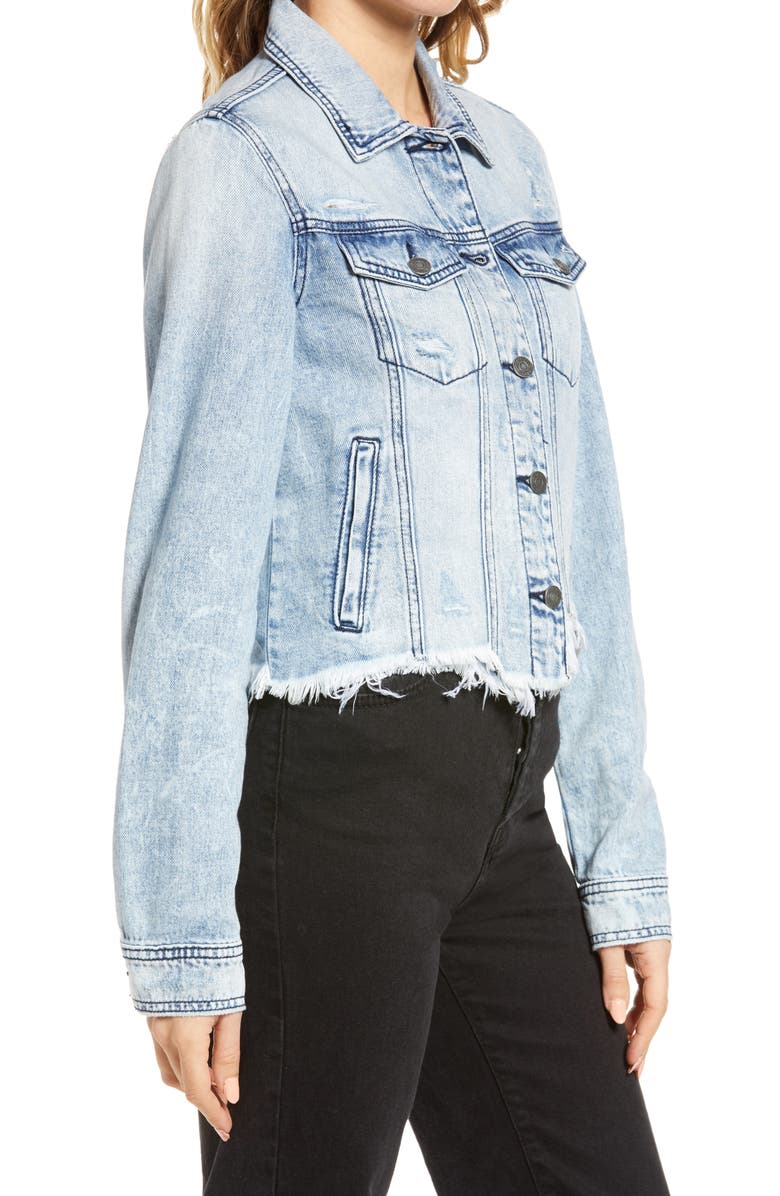 HIDDEN JEANS Frayed Hem Crop Denim Jacket, Alternate, color, 