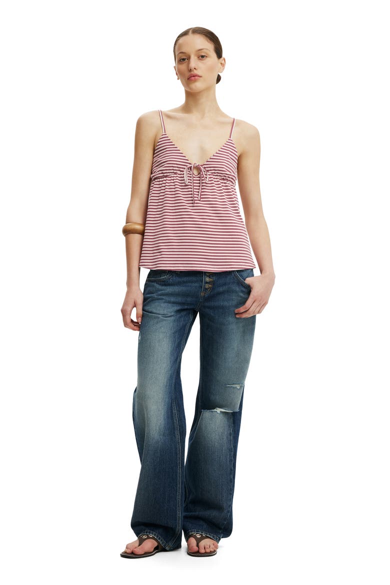 Women's Babydoll Cami, Alternate, color, Madi Stripe Rich Plum