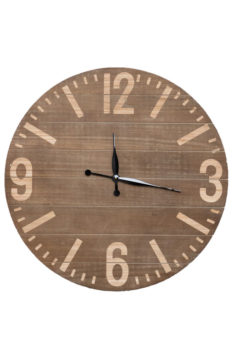 Transpac Wood Brown Everyday Simple Life Wall Clock for Spring Decor - Stylish Wooden Wall Clocks for Home, Main, color, Brown