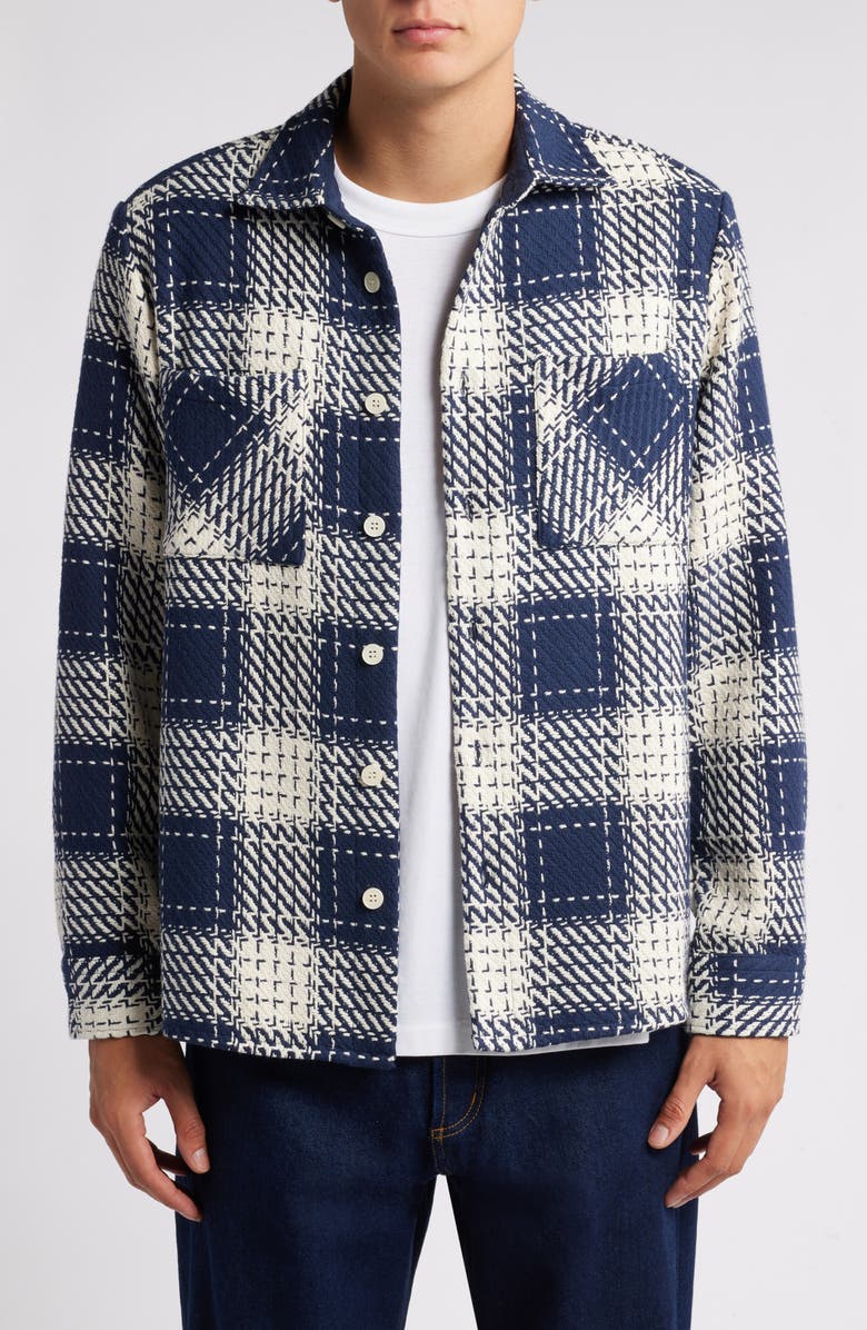 Wax London Whiting Marine Beatnik Button-Up Overshirt, Main, color, Marine