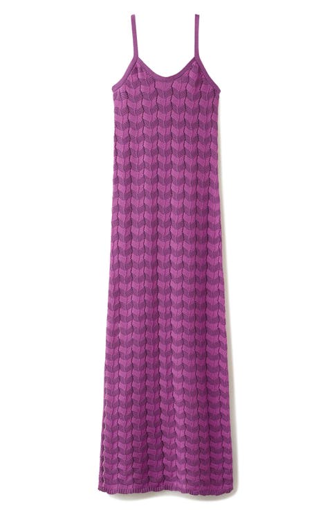 Openwork Diamond Knit Dress