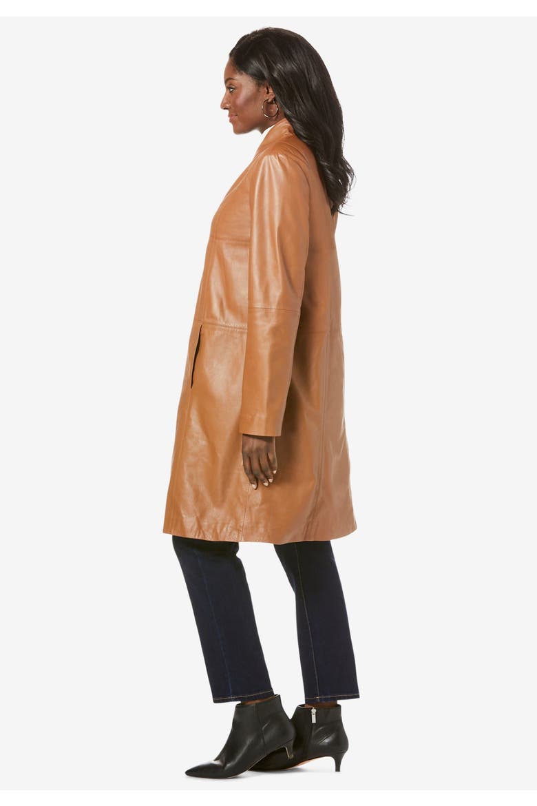 Leather Swing Coat, Alternate, color, DARK BERRY