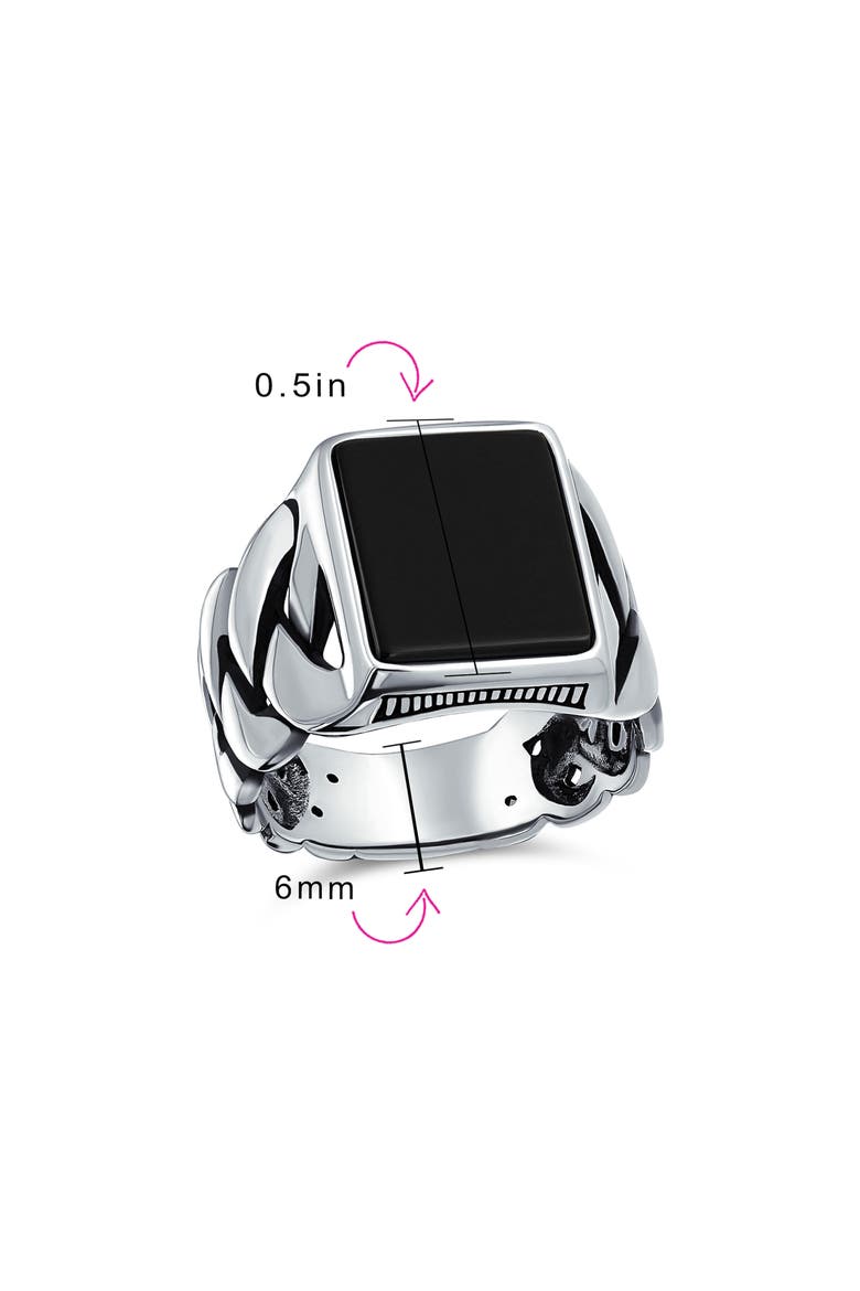 Men's Sterling Silver Semiprecious Stone Signet Ring, Alternate, color, BLACK